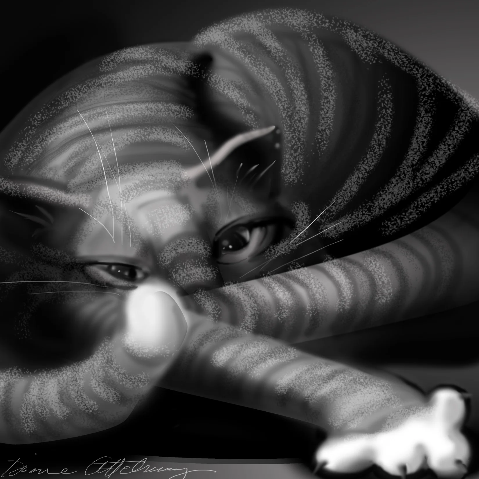   Tabby Kitty    - Photoshop illustration drawn freehand  