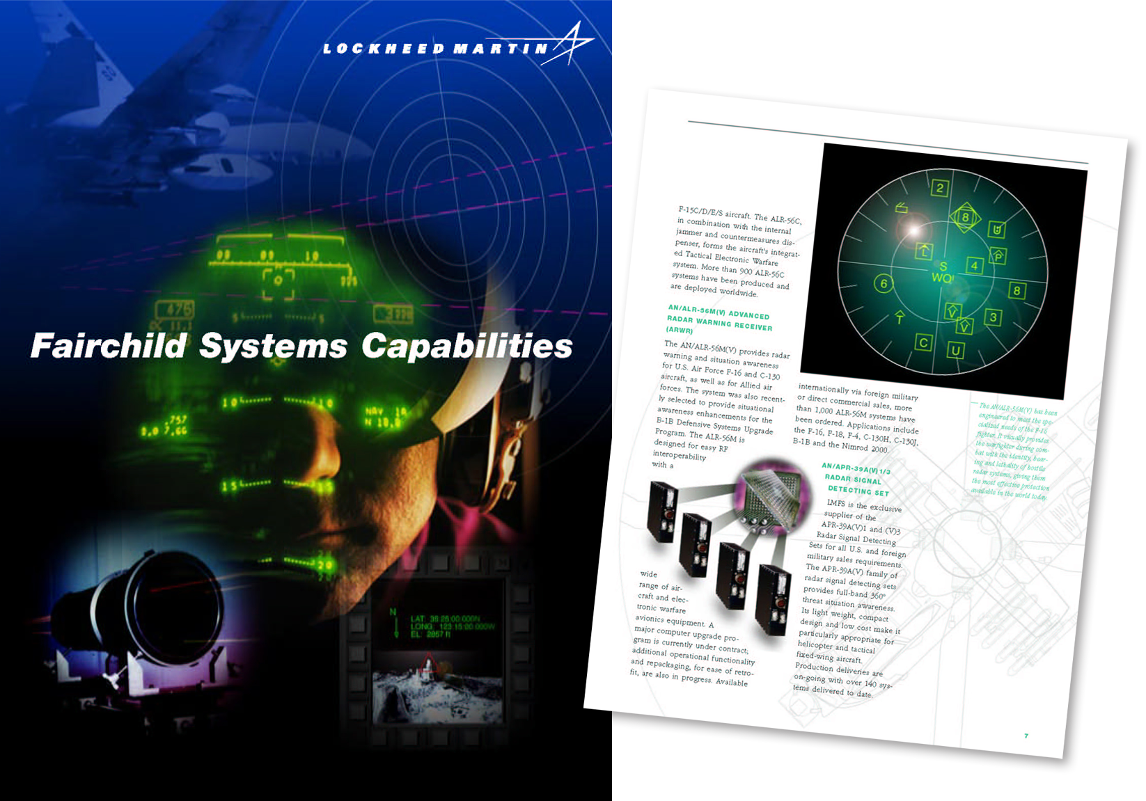  Capabilities Brochure Cover and inside page, Lockheed Martin Fairchild Systems, Syosset, NY. 