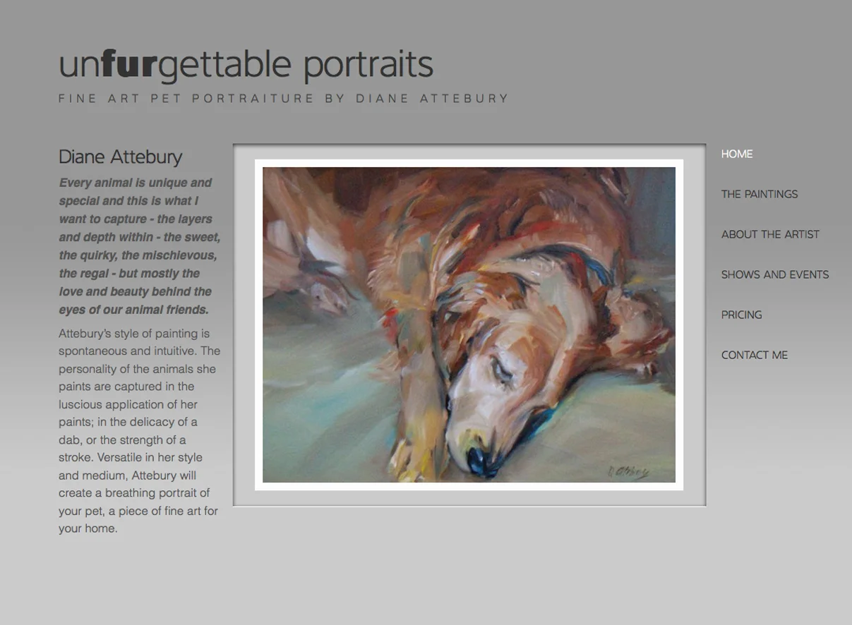  Website for Fine Pet Portraiture, Painting by Diane Attebury&nbsp; |&nbsp;  Un fur gettable Portraits ​ 