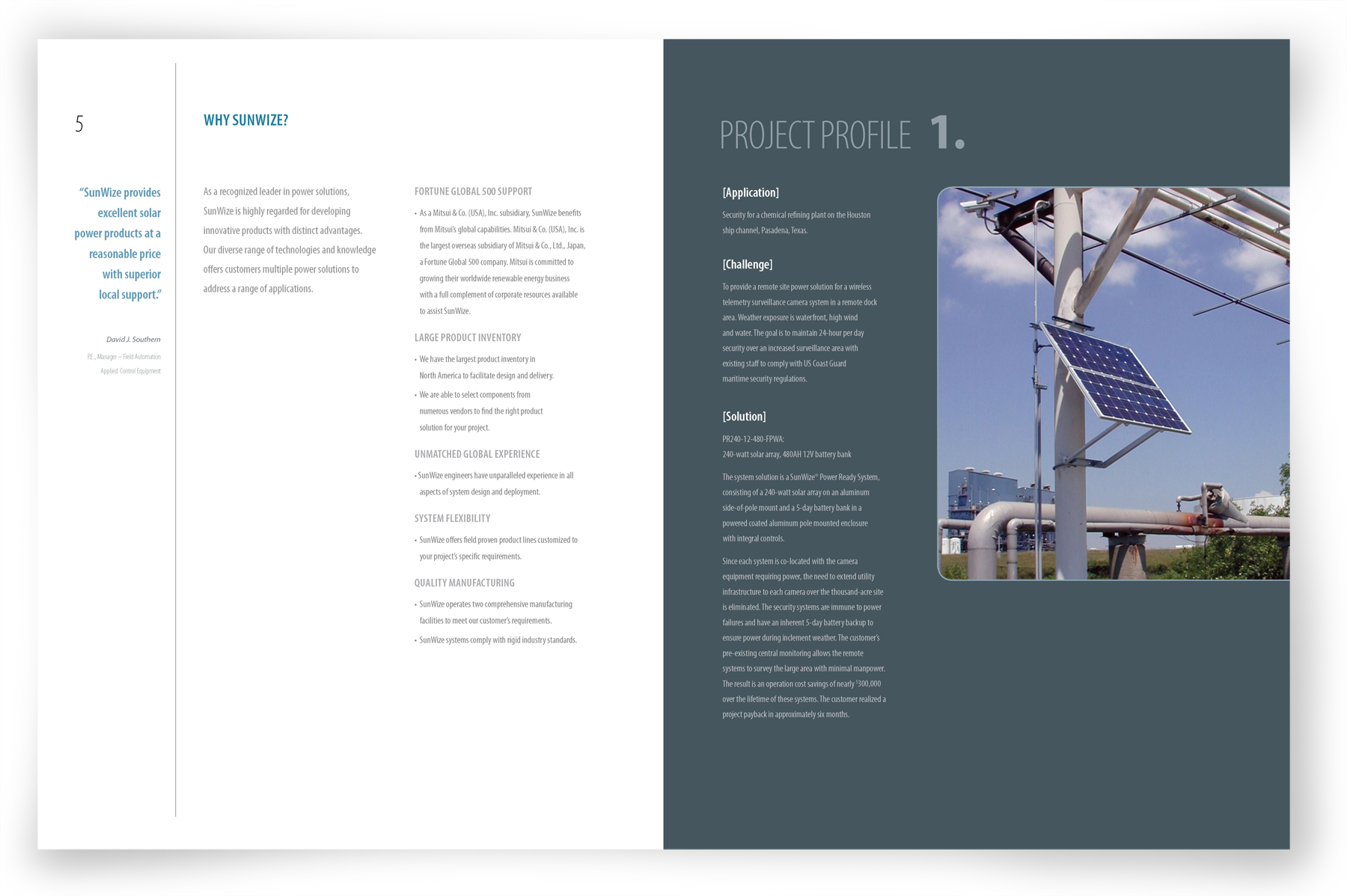  SunWize Brochure inside spread design 
