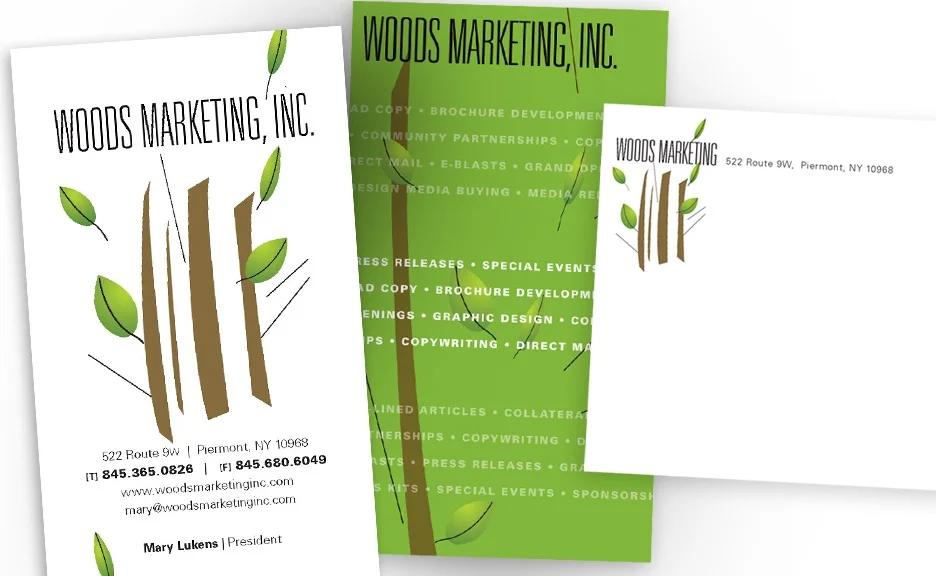  Logo and Letterhead for   Woods Marketing, Inc . , Piermont, NY 