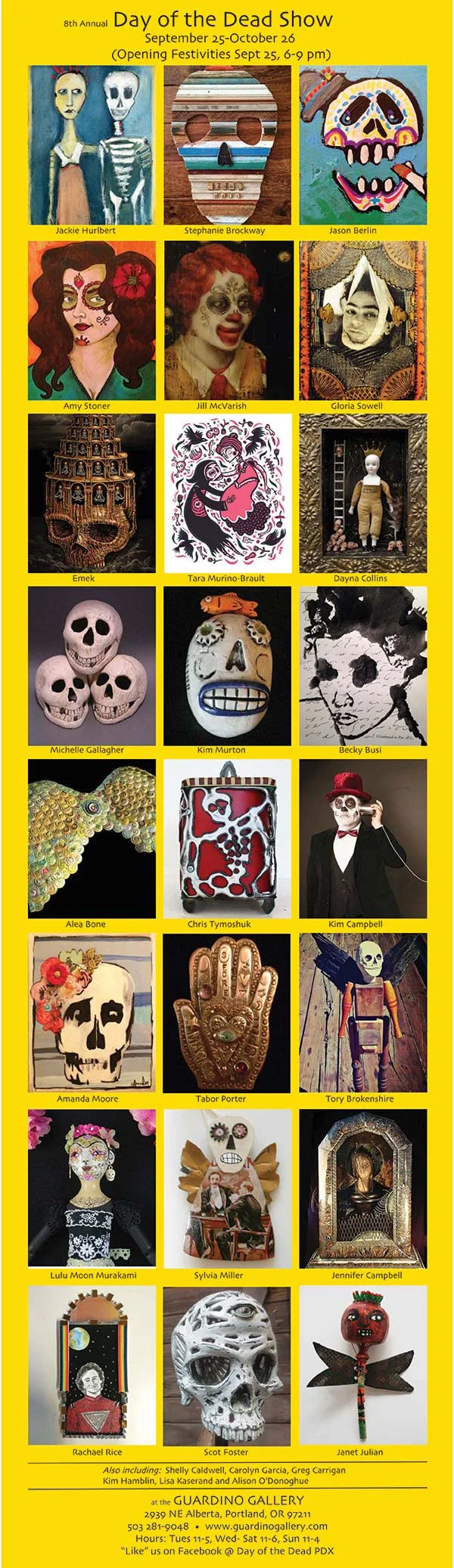 Day of the Dead invite for Guardino Gallery, Portland, OR 2014