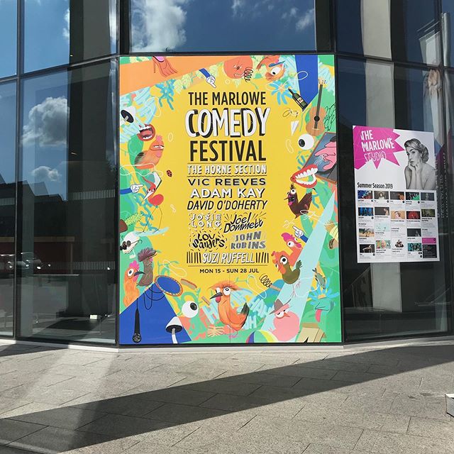 Monday!
And the @marlowetheatre Comedy Fest has kicked off. It&rsquo;s been fun for me to spot the branding that we made together last year popping up all over the place. #illustration #art #draw #drawing #paint 
@hornesection @amateuradam @phlaimeau