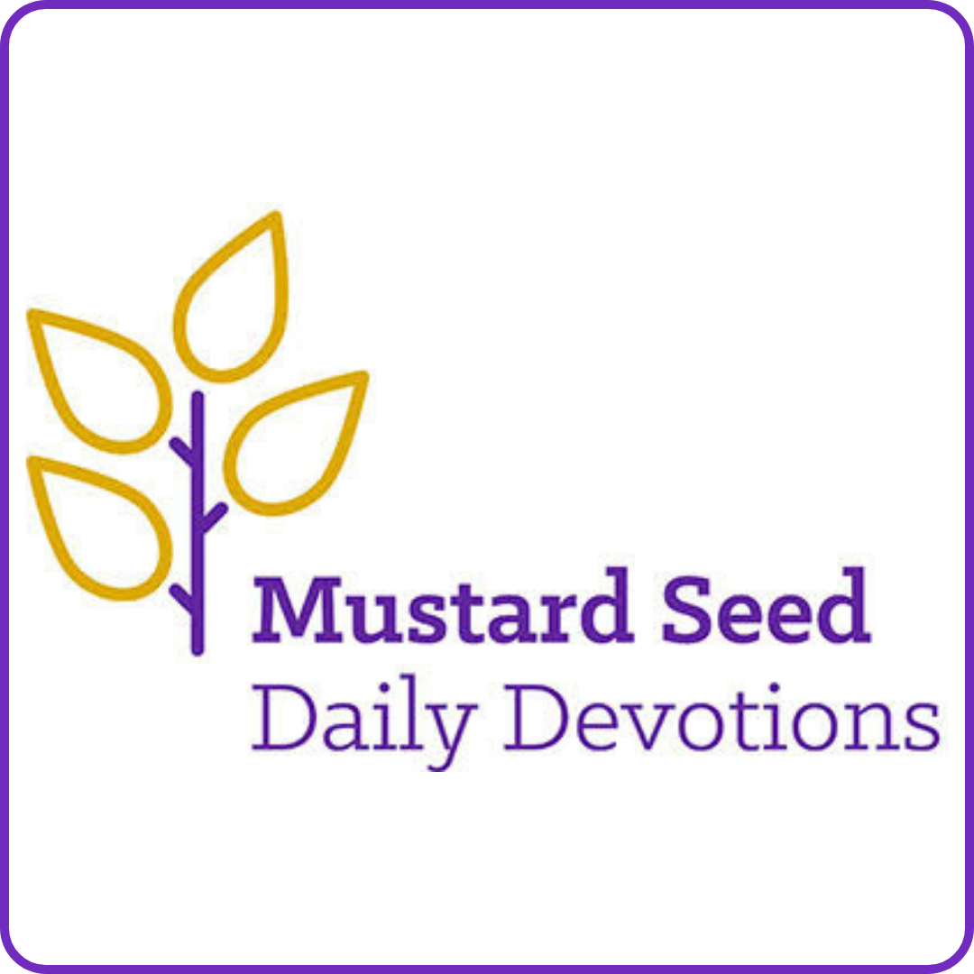 Logo for Mustard Seed devotions, with a graphic of a sprouting plant