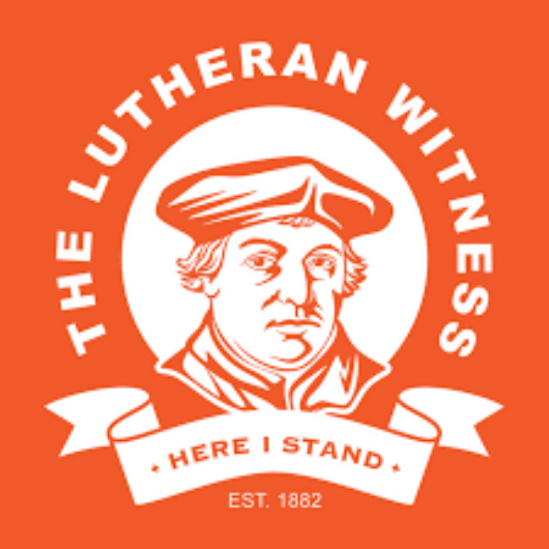Lutheran Witness podcast logo, featuring Martin Luther and the words "Here I Stand"