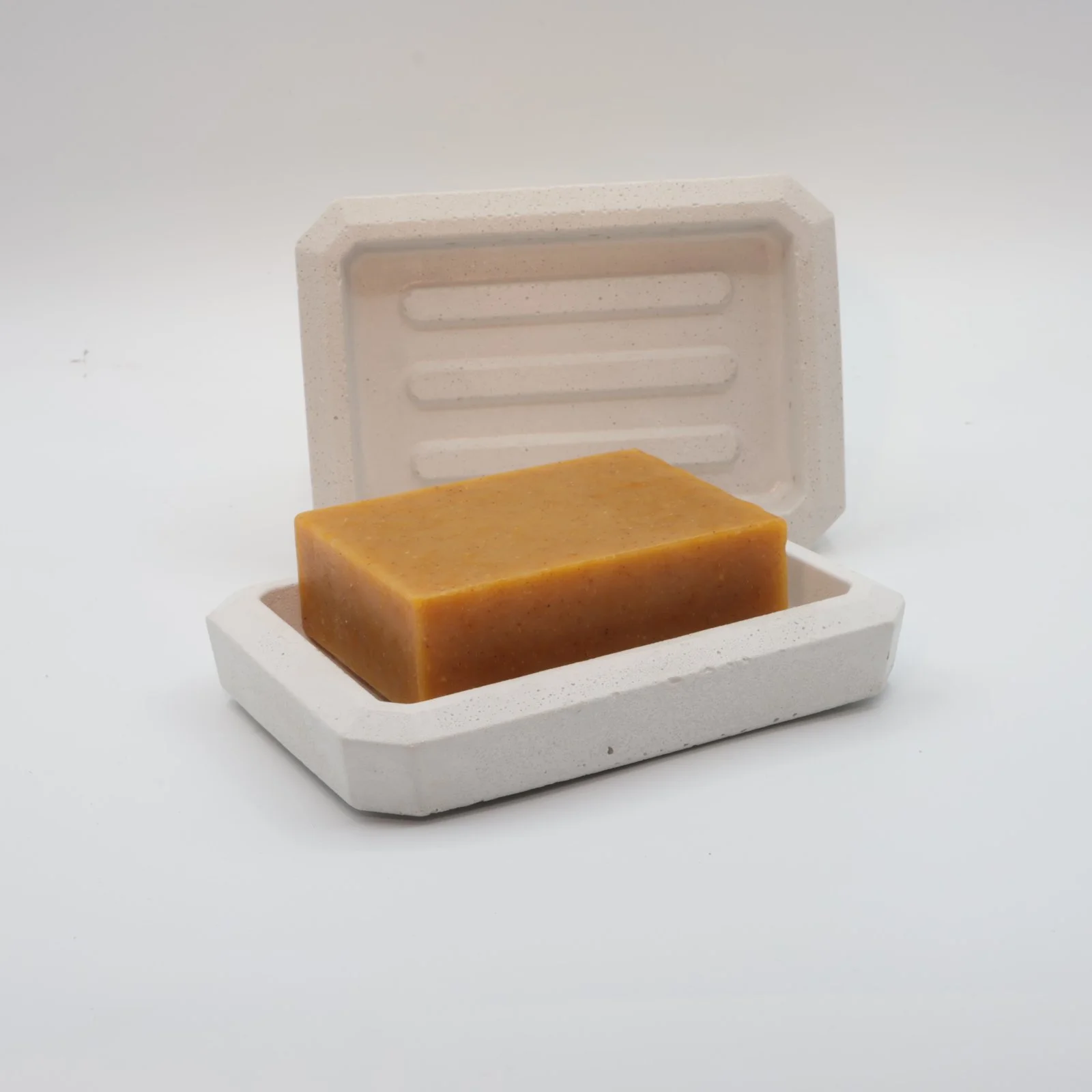 eco-friendly bone concrete all natural handmade soap dish with soap made in the USA.JPG