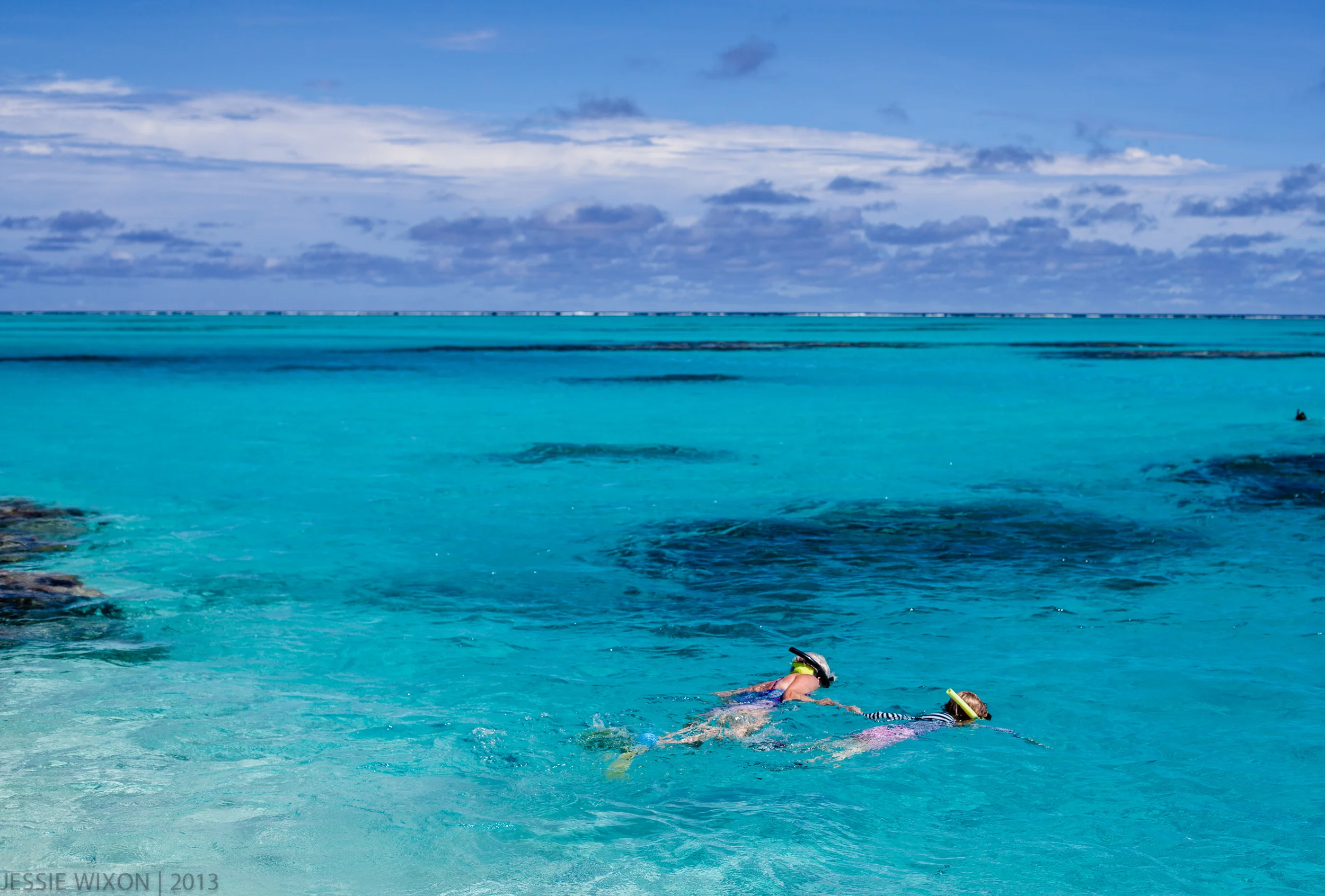 Drew and Gabba snorkeling in the lagoon