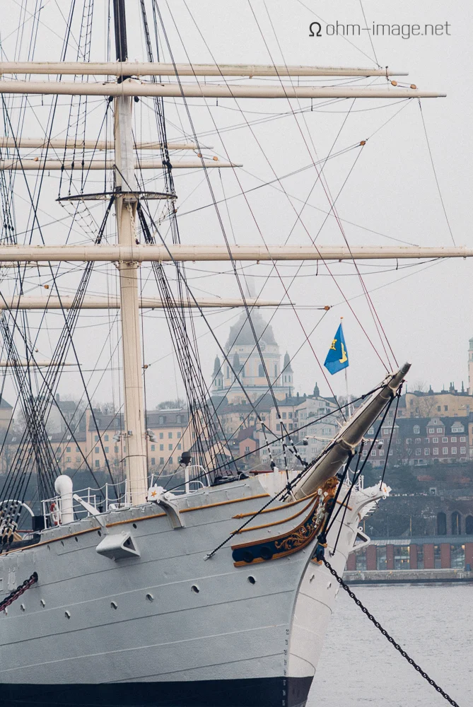 Sail boat (famously shot by 4x5 slide photographers since hells bells), Stockholm (urban landscape)