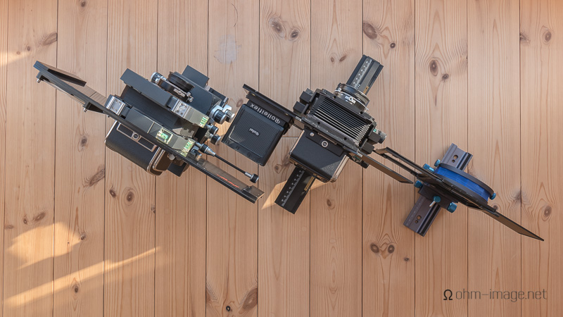 Minimum extension for each camera and standard bellows (important for wide angle photography)