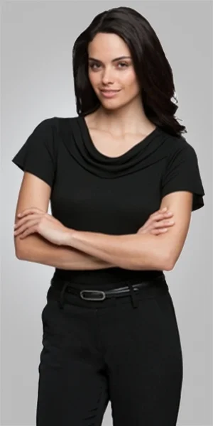 2227 eva cowl short sleeve $65.90 100% high twist polyester black SIZES : XXS XS S M L XL 2xL 3xl 4xl