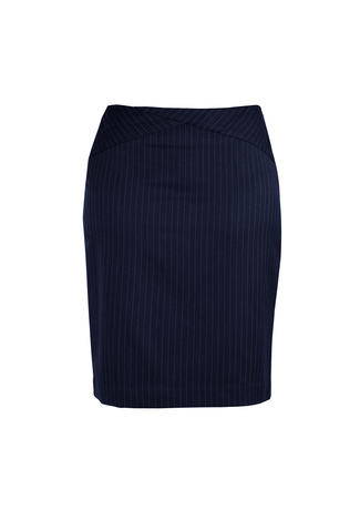 20214 Ladies chevron band skirt 92% polyester 8% bamboi navy pinstripe sizes 4 6 8 10 12 14 16 18 20 22 24 26