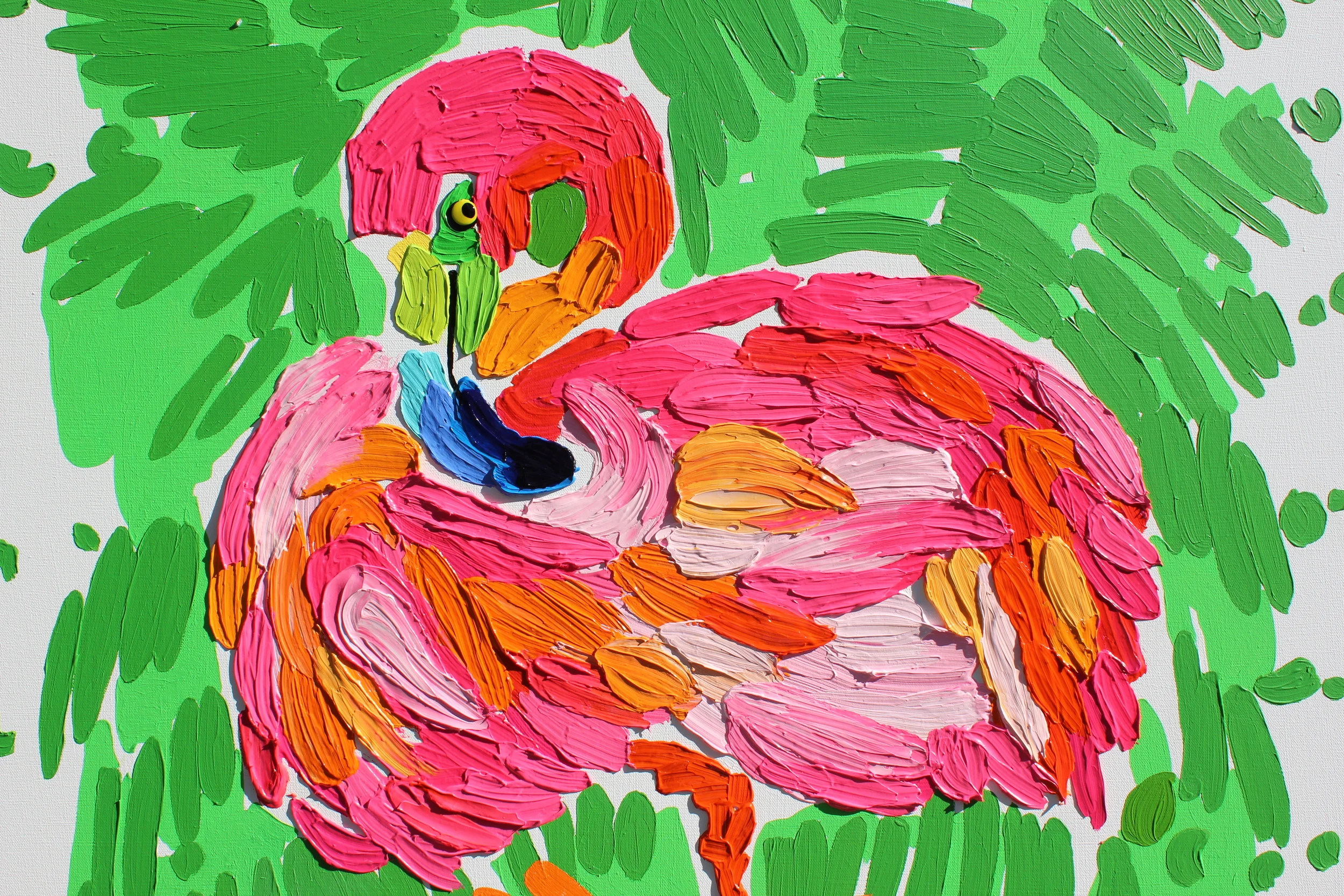 "Pink Flamingo Travellers Palm" Detail