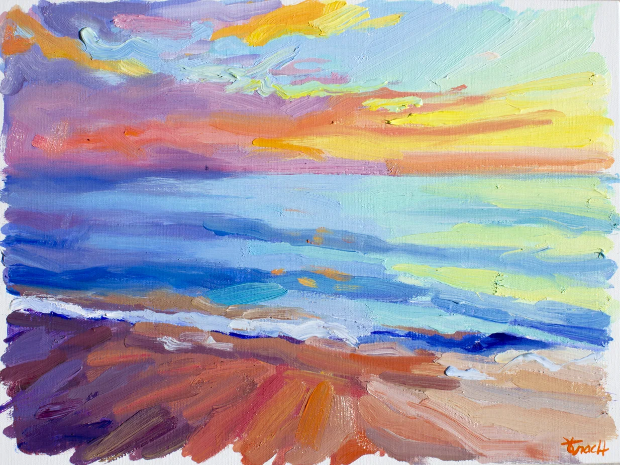 "Sunrise at Juno Beach 1" OOAK, Oil, Available