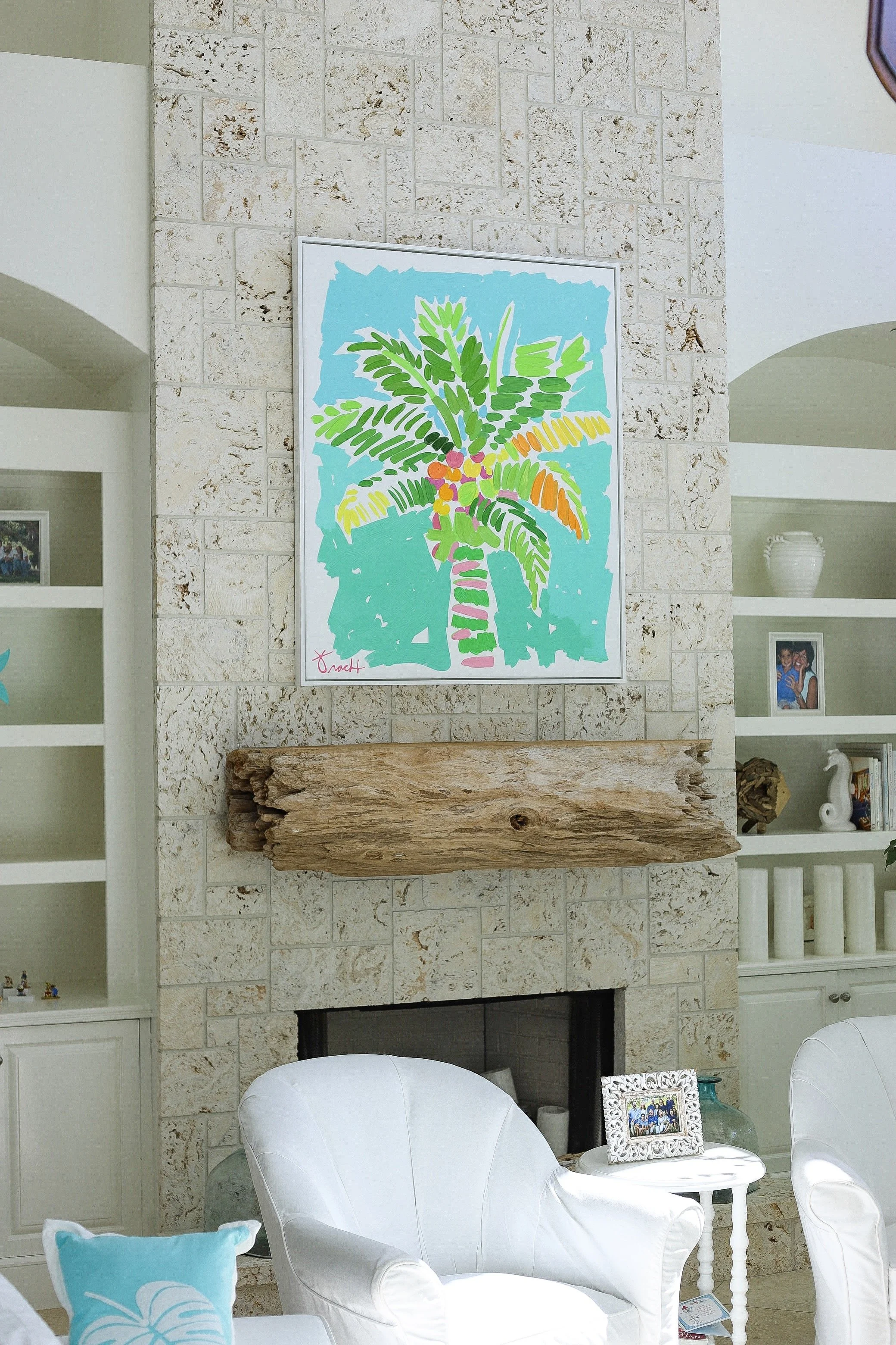 "Hammock View Coco Palm" 36"x48" Embellished Canvas