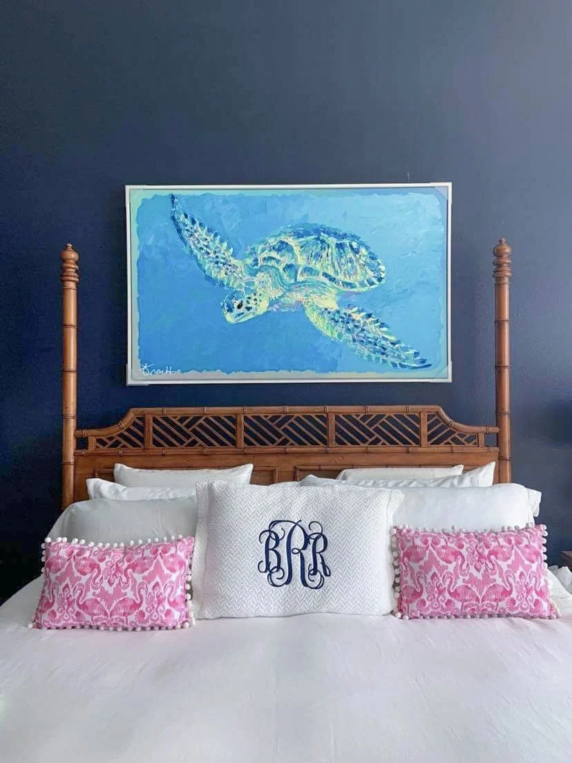 “Cruisin Sea Turtle” 38"x62" Original Acrylic on Canvas, Framed