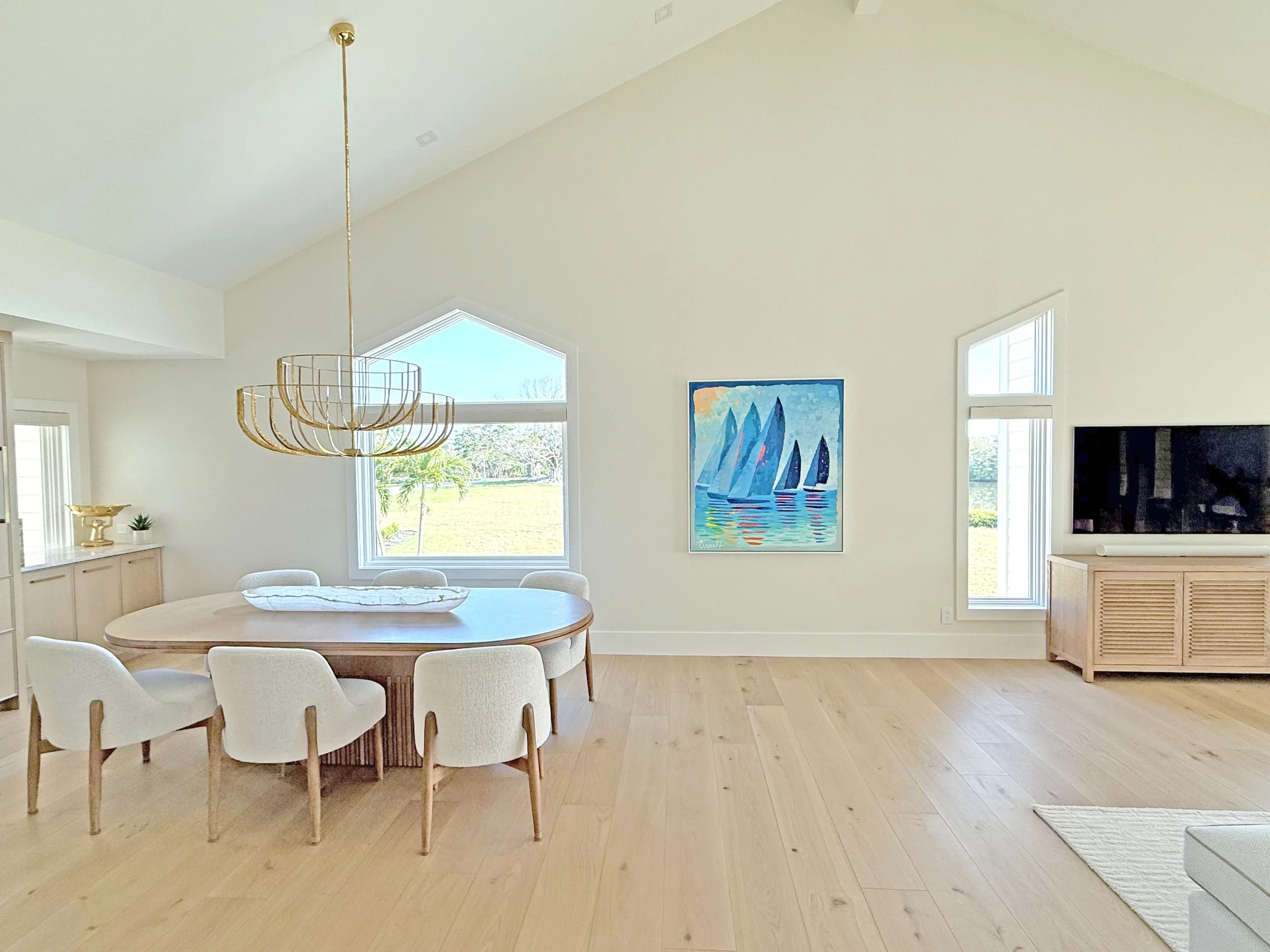 48x48 Sailboat Reflections, Original on Canvas, Framed