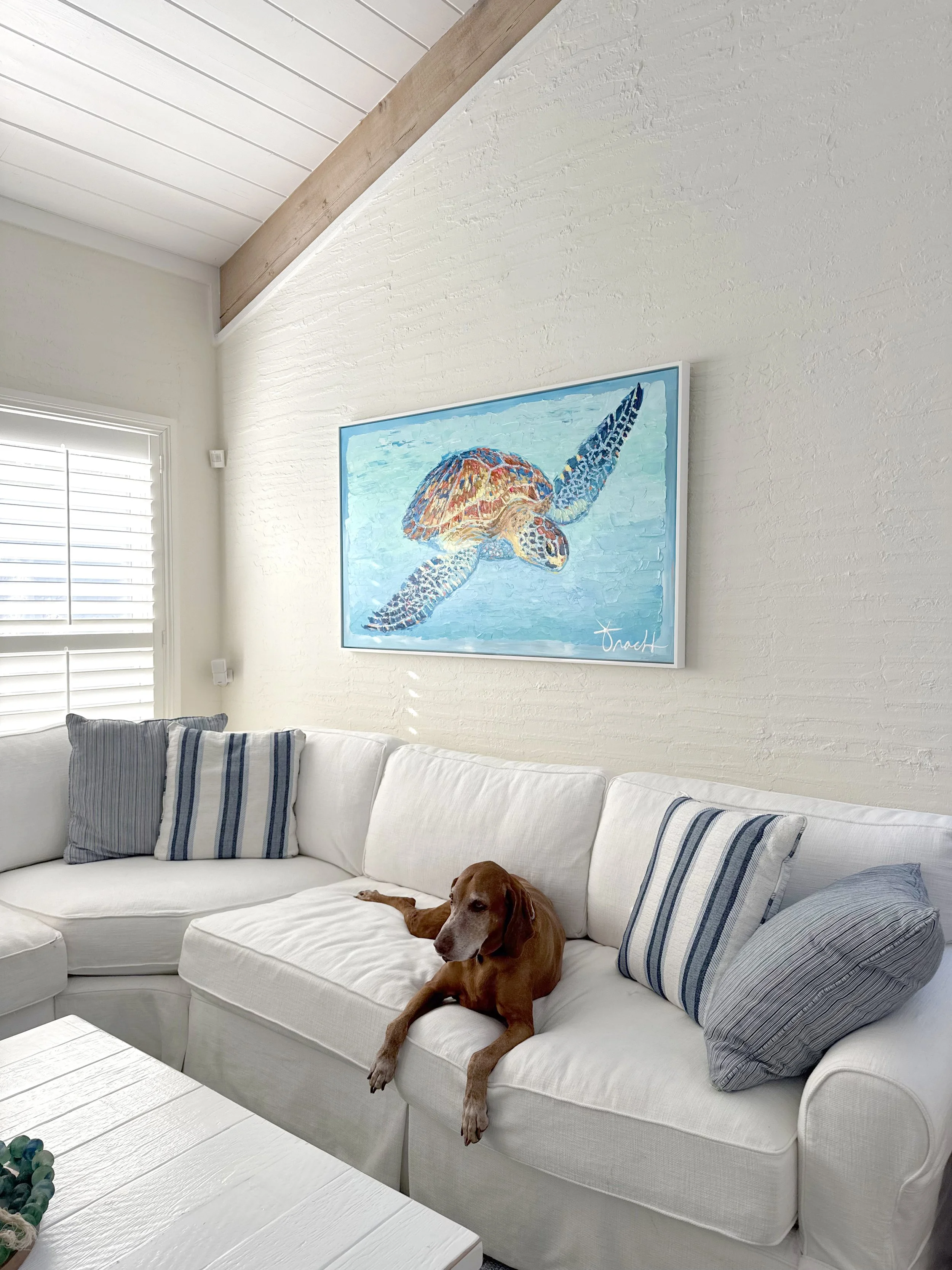 38x62 ORIGINAL Acrylic on Canvas, "Cruisin Sea Turtle"