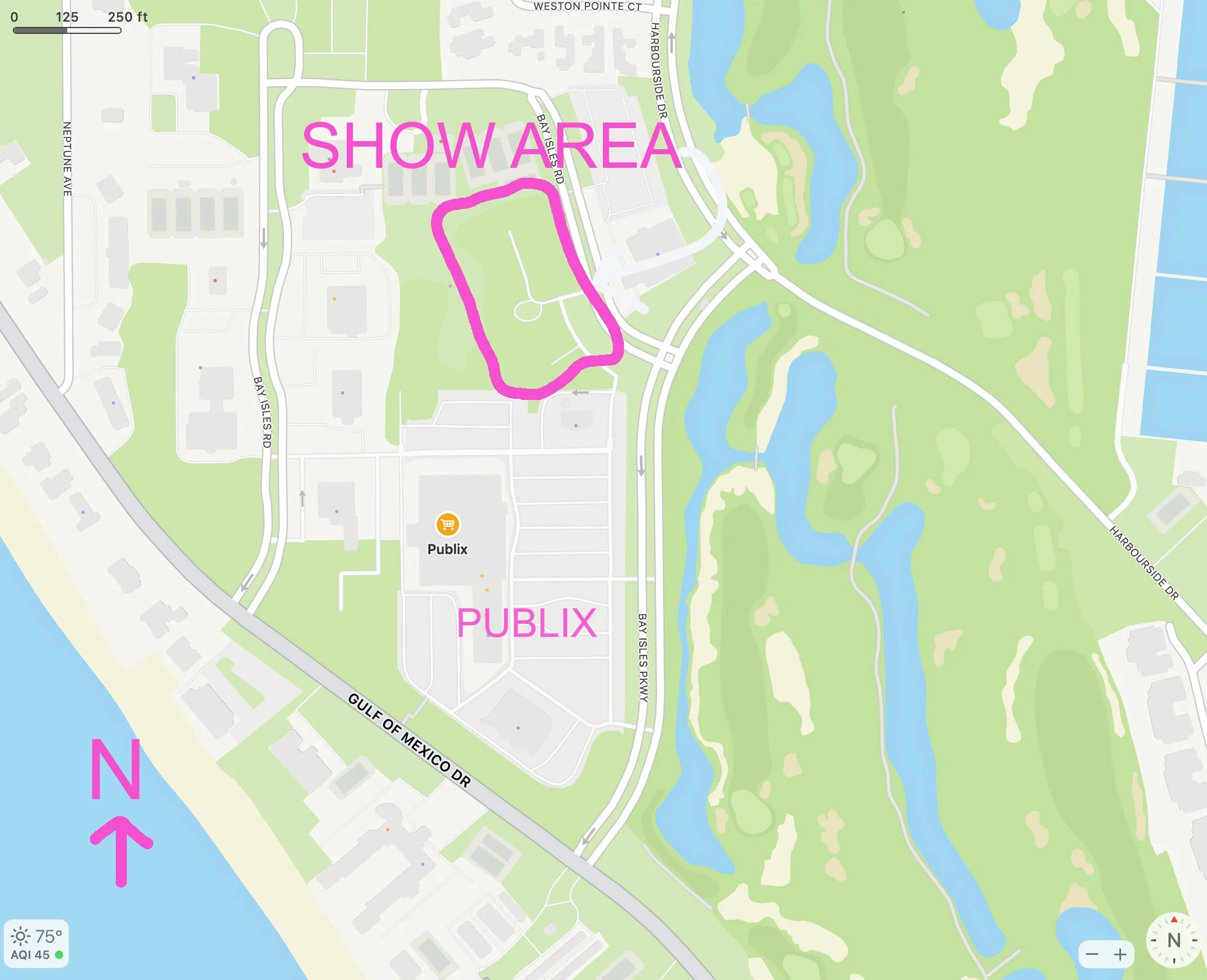 Show is located directly north of Publix at Longboat Key Town Center Green