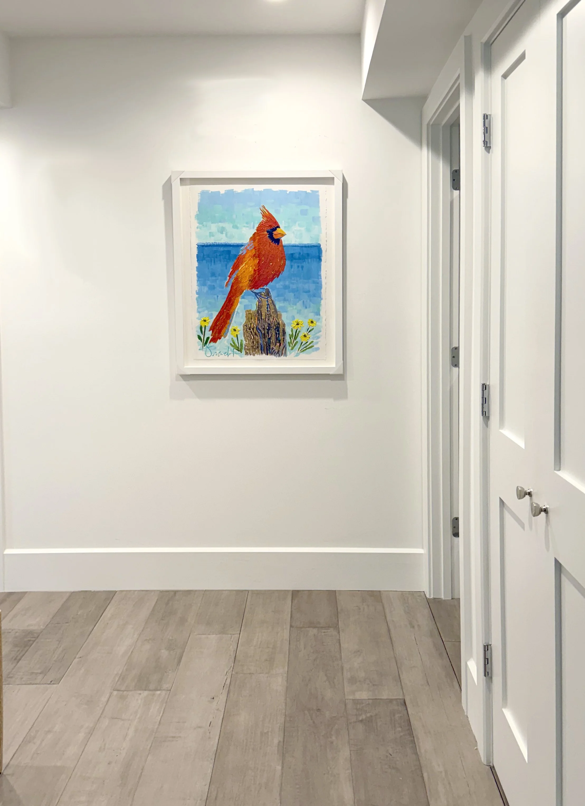 "Cardinal Shores" 29x36 ORIGINAL, Acrylic on Paper, Framed