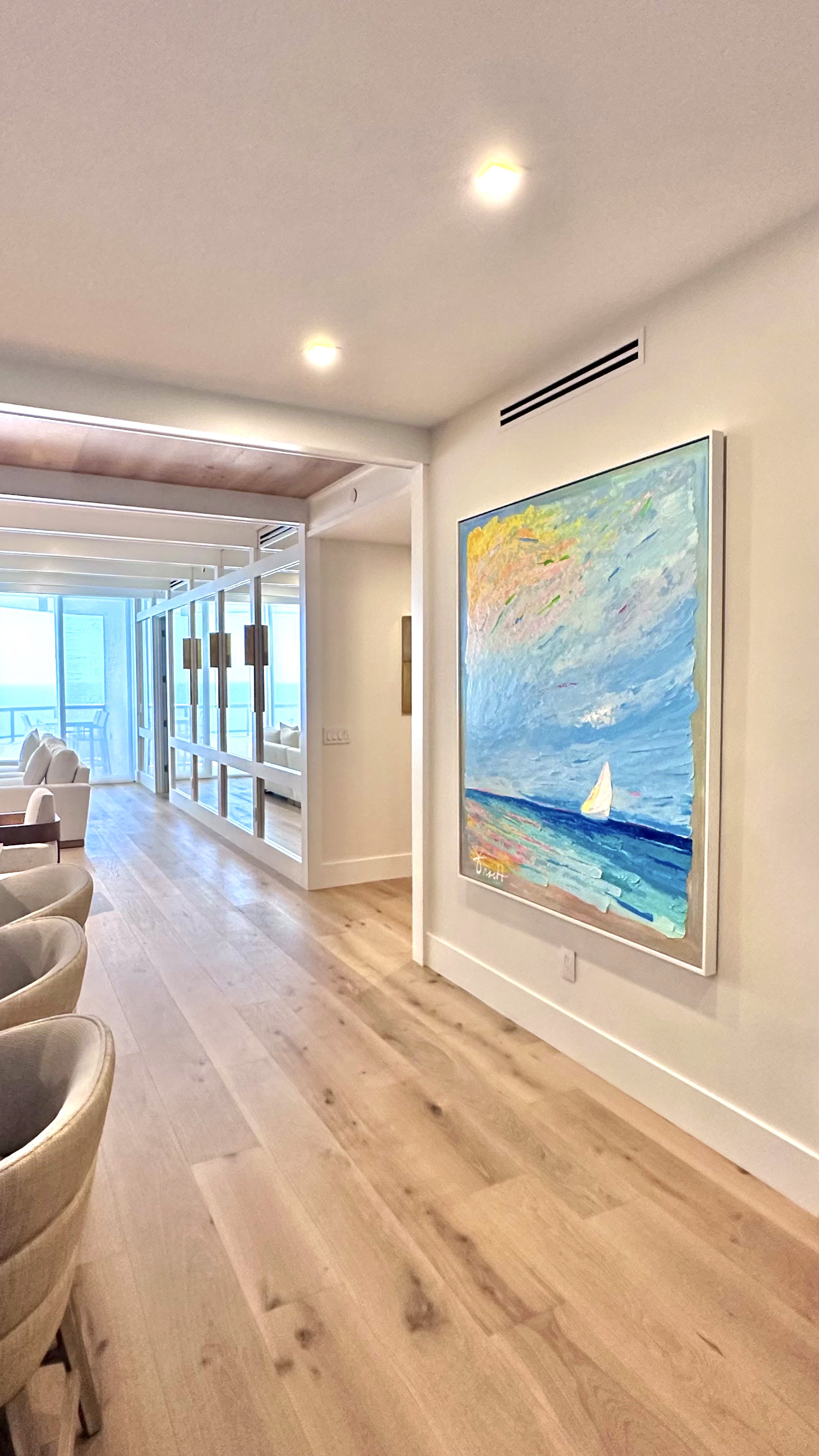 "Colorway Shores with Sailboat" Series, 64"x76" ORIGINAL Acrylic on Canvas