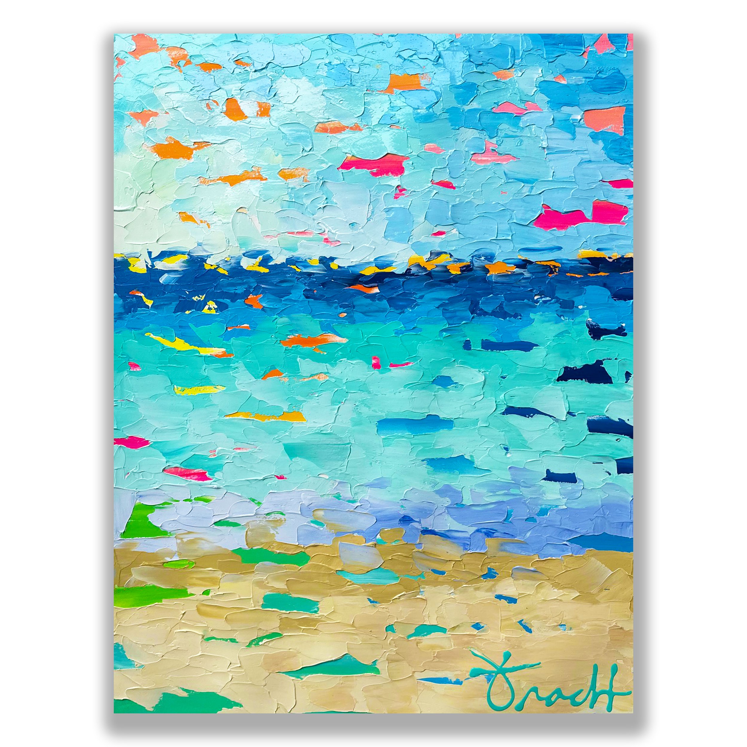 "Colorway Shores 7" 29x36 ORIGINAL Acrylic on Paper, Custom Framed (VERT)