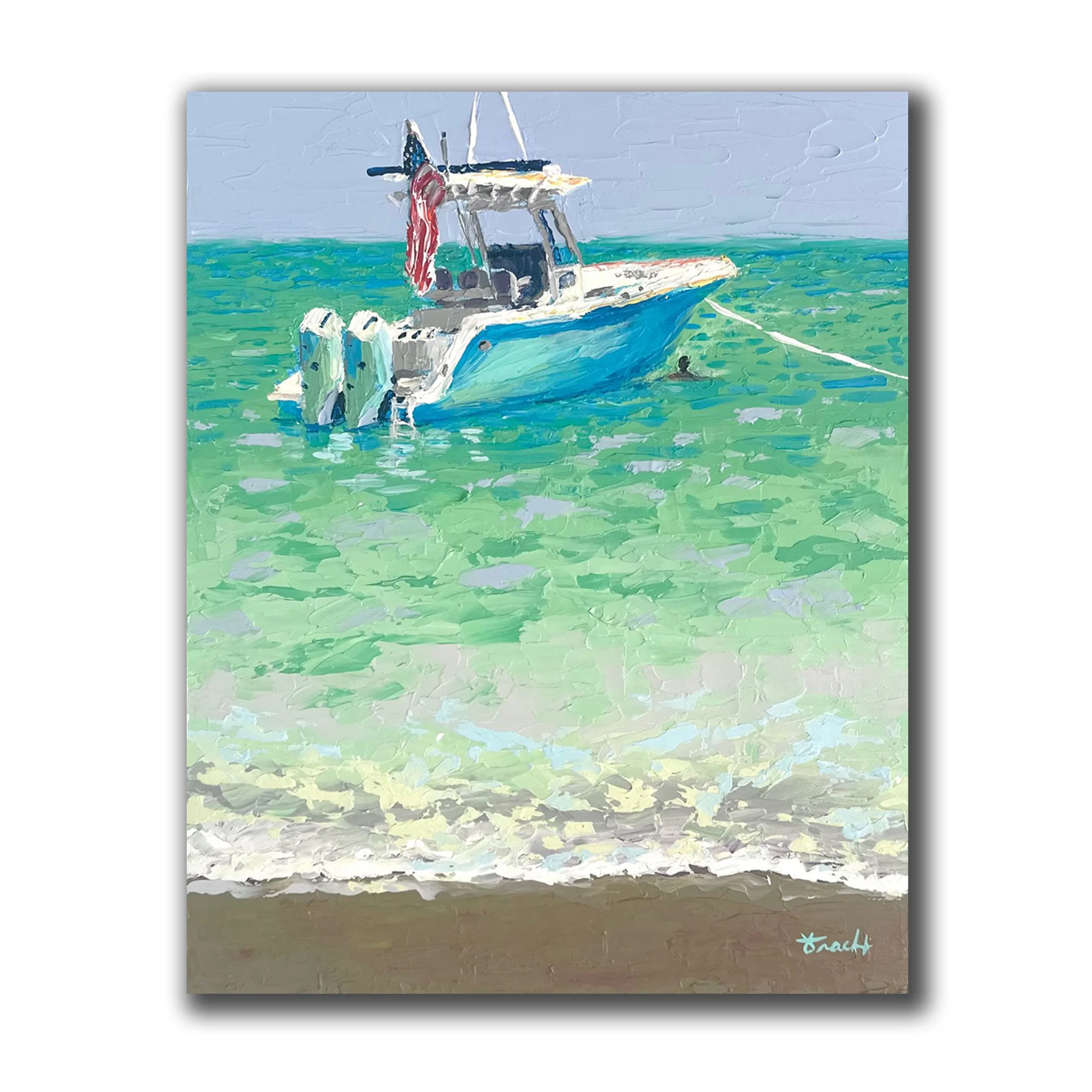 "Anchored Up"  ORIGINAL Acrylic on Panel (19" x 22" Framed)
