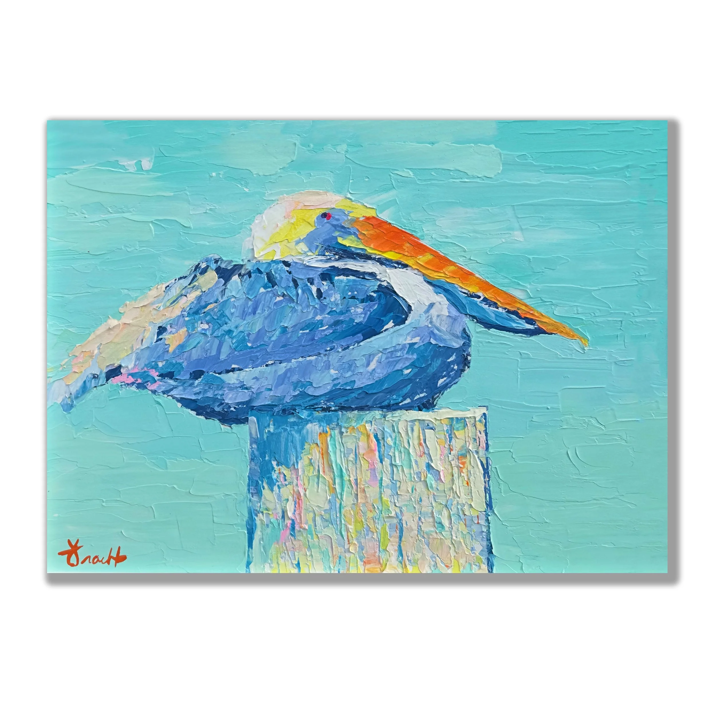 "Pelican Shores 38"  ORIGINAL Acrylic on Panel (17" x 20" Framed)