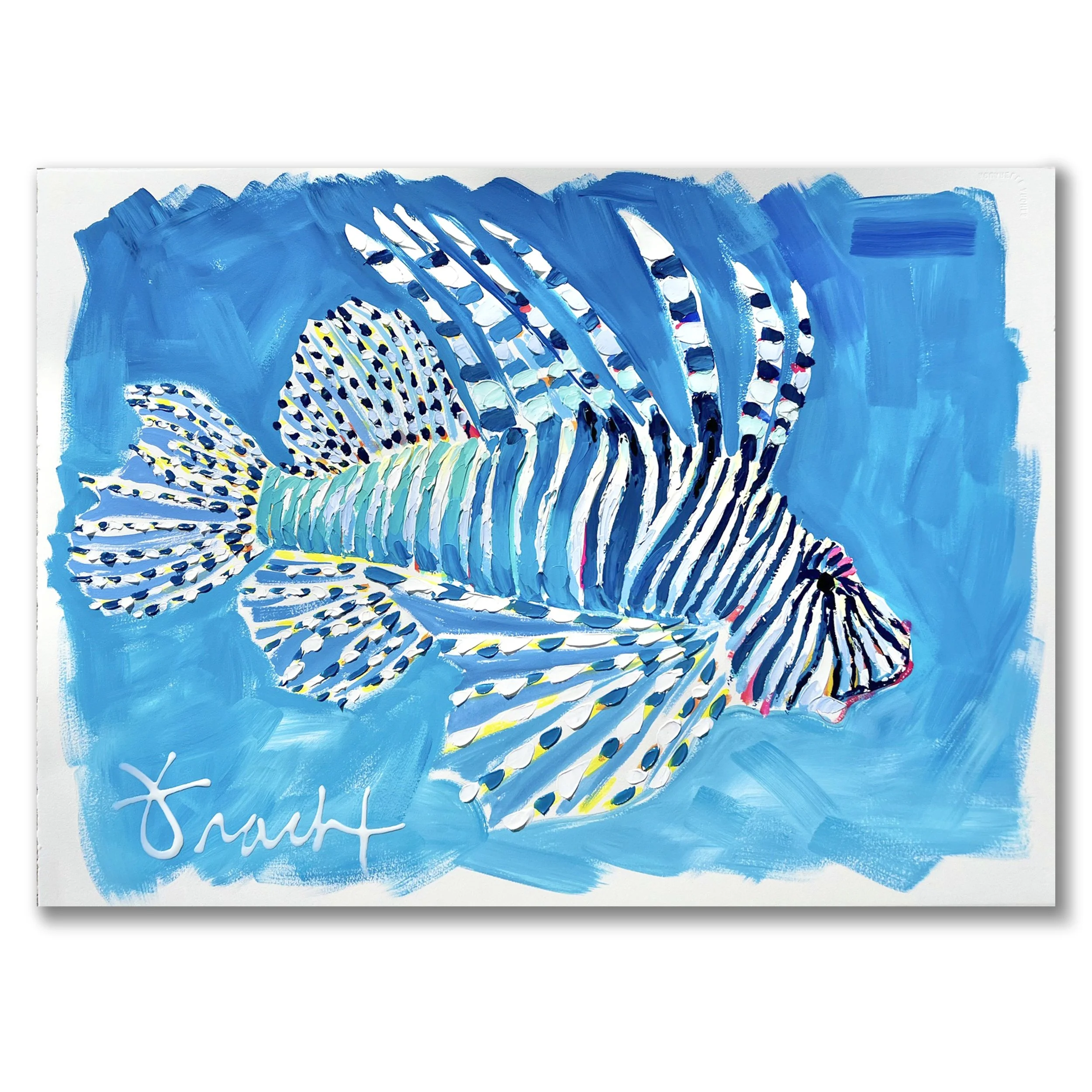 "Lionfish 2" 36x29 ORIGINAL Acrylic on Paper, Framed, OOAK