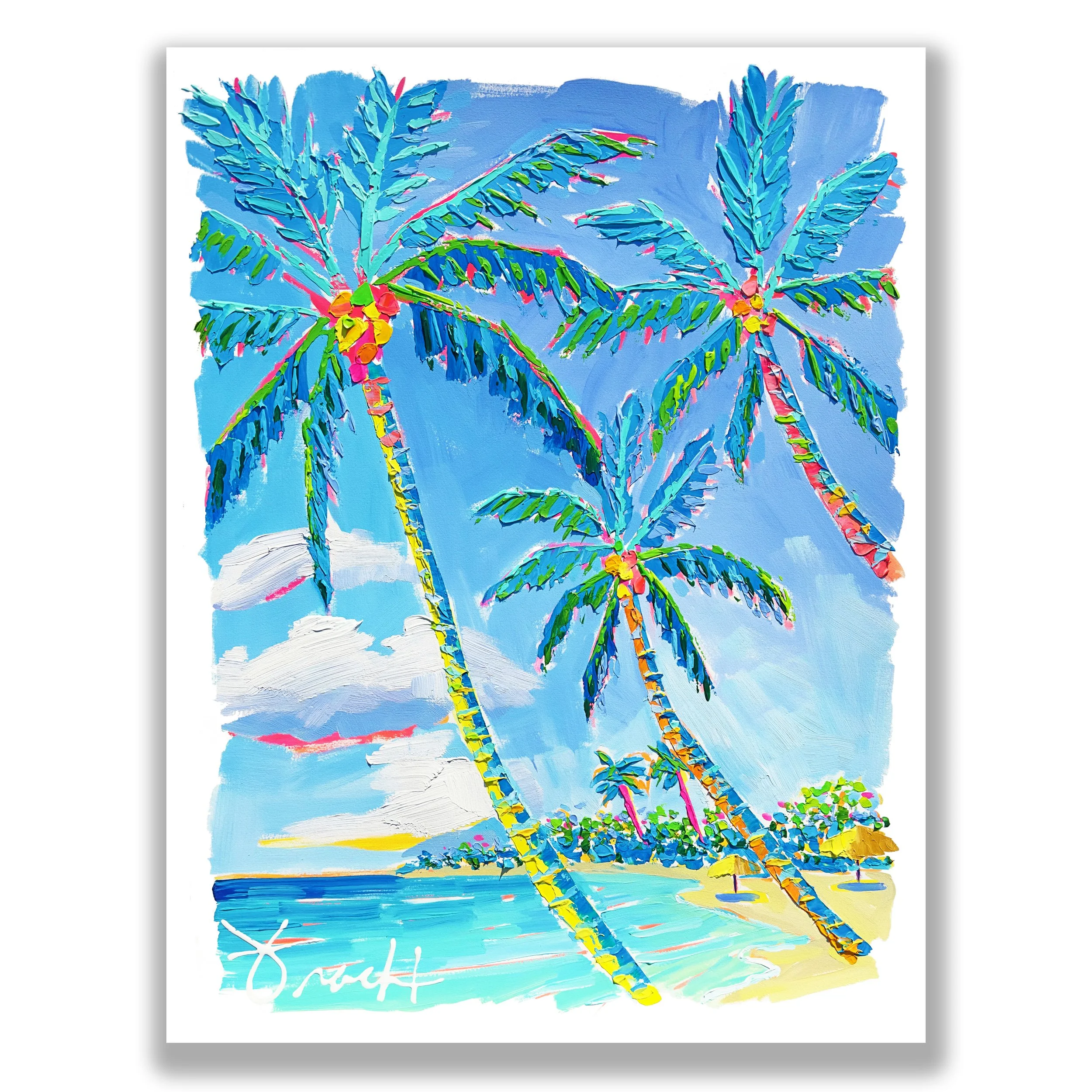 "Coconut Palm Shores 76" ORIGINAL (29x36), Acrylic on French Paper, OOAK, Framed