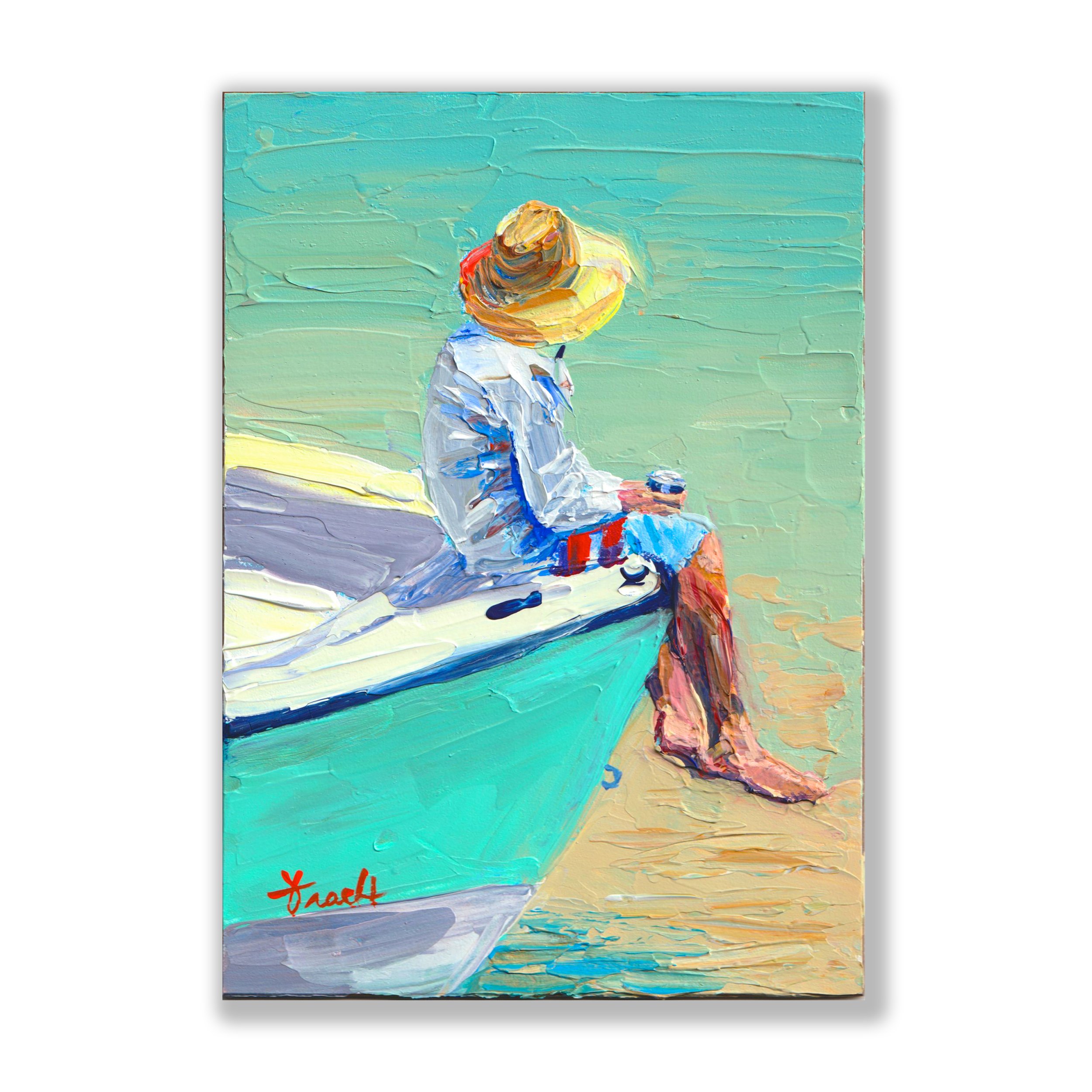 "Chillin' at the Sandbar"  ORIGINAL Acrylic on Panel (13" x 15" Framed)