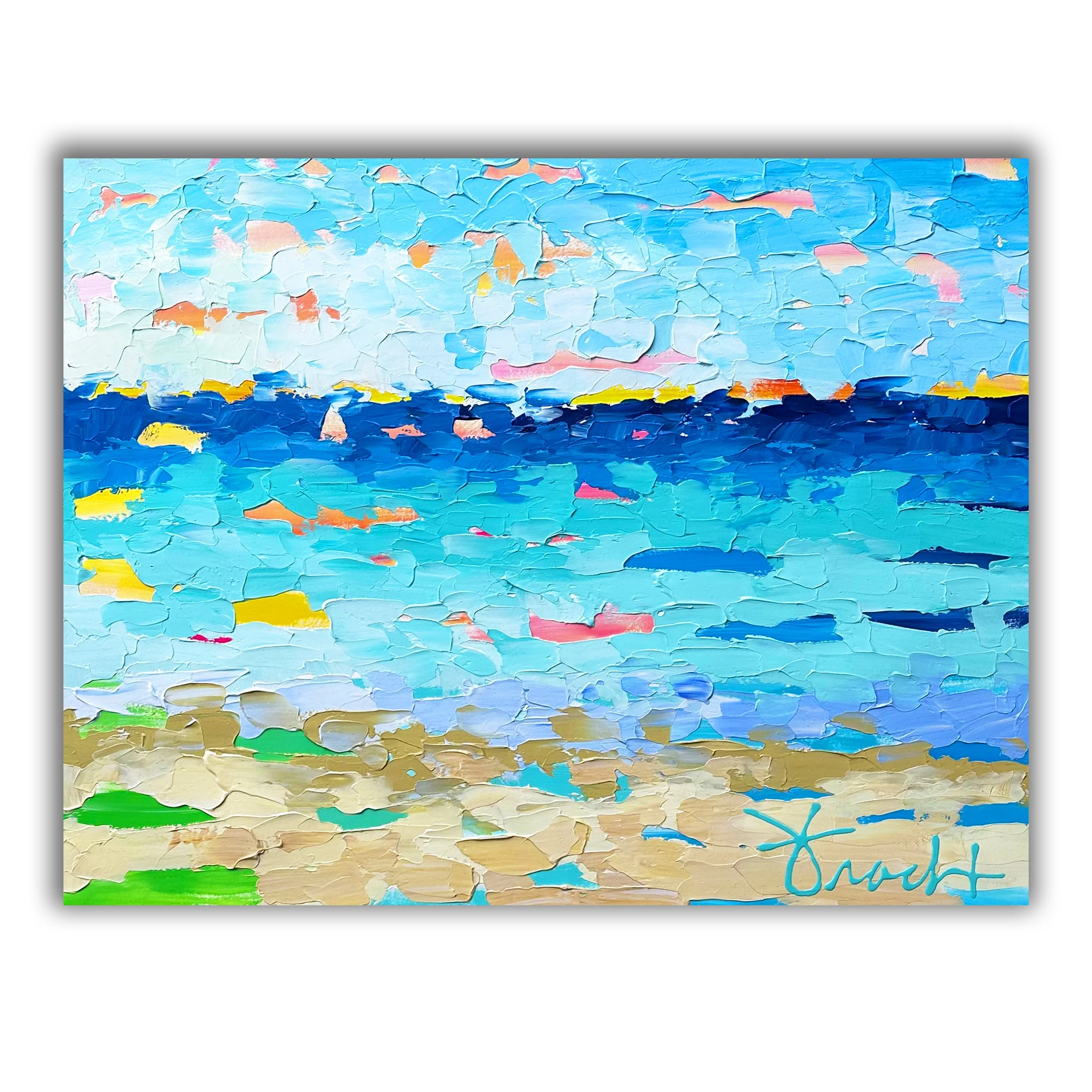 "Colorway Shores 6" 29x36 ORIGINAL Acrylic on Paper, Custom Framed