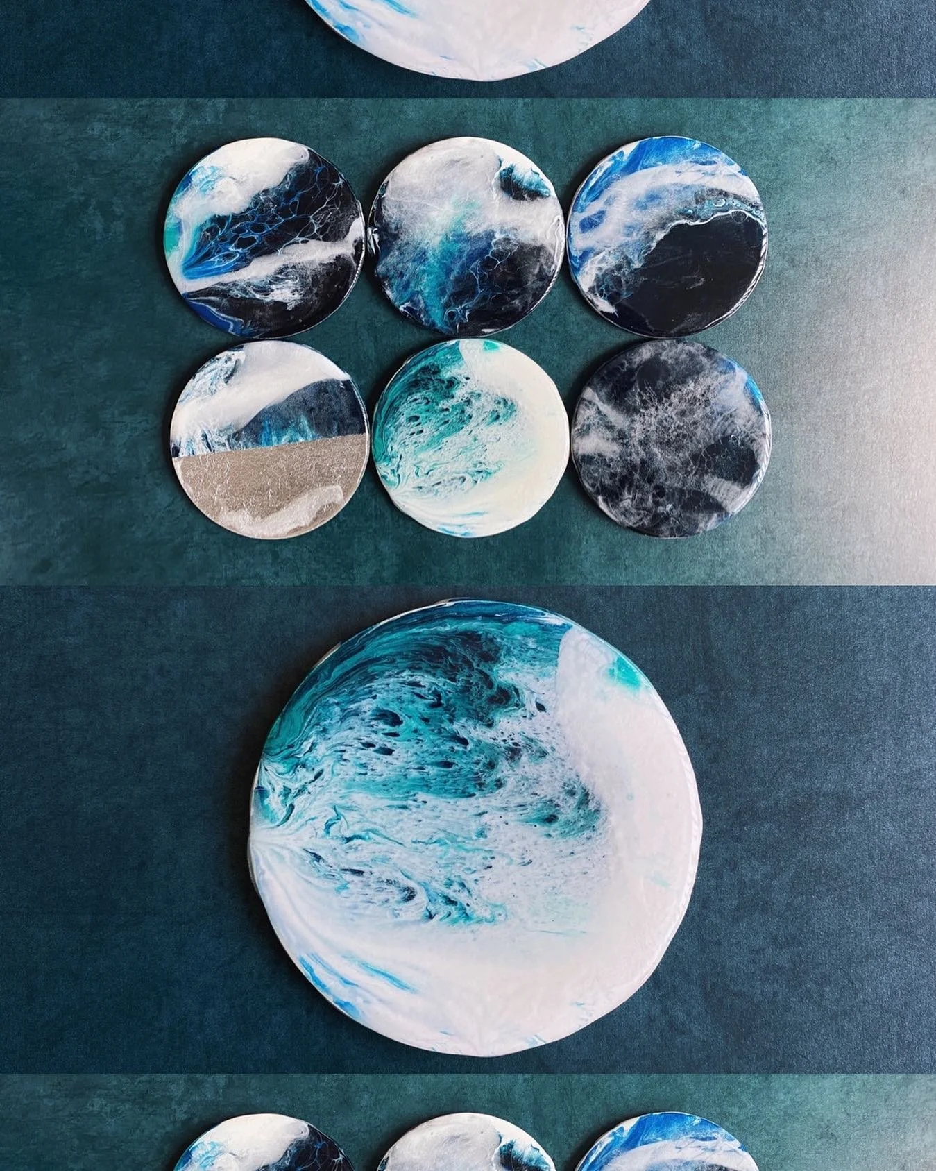 Finished some new coasters ✨ I&rsquo;ll be adding a shop soon. Let me know if you&rsquo;re interested 〰️
