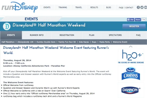 From the runDisney Disneyland Half Marathon Weekend page