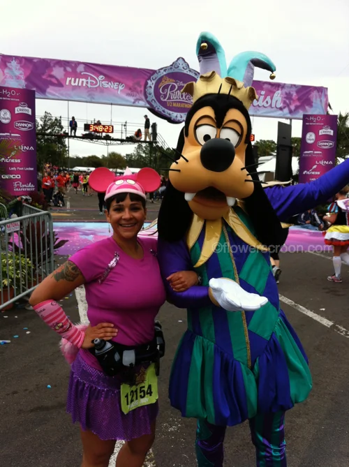 Stopped just before reaching the finish line to take this photo with Goofy