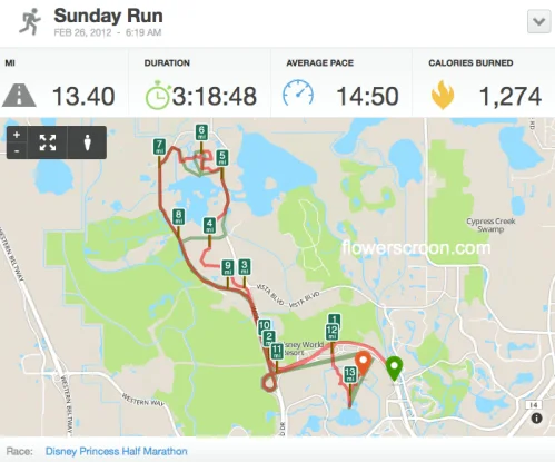Bathroom breaks, photo stops - not too bad of a time for my 1st half marathon!