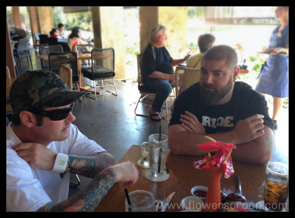 The gents are either discussing work or their #DisneySide
