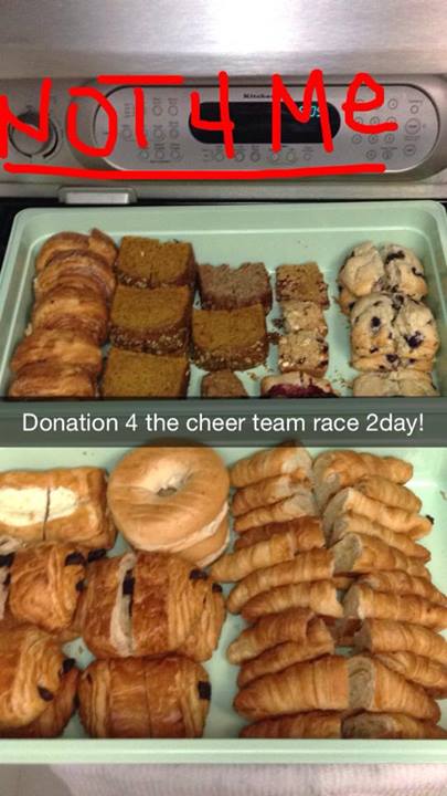 Starbucks pastry donations for the team, volunteers and runners