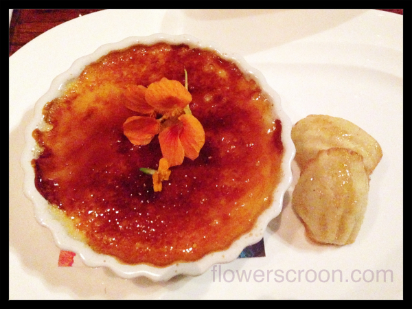créme brûlée dessert at Jiko