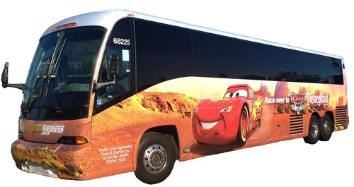 The Disneyland Resort Express buses look like this. Don't be fooled by other buses at the airport!