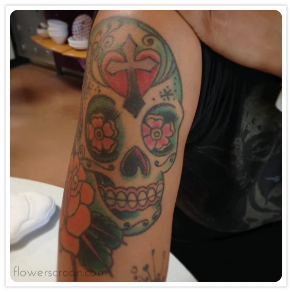 My sugar skull tattoo is a pretty & dainty gal