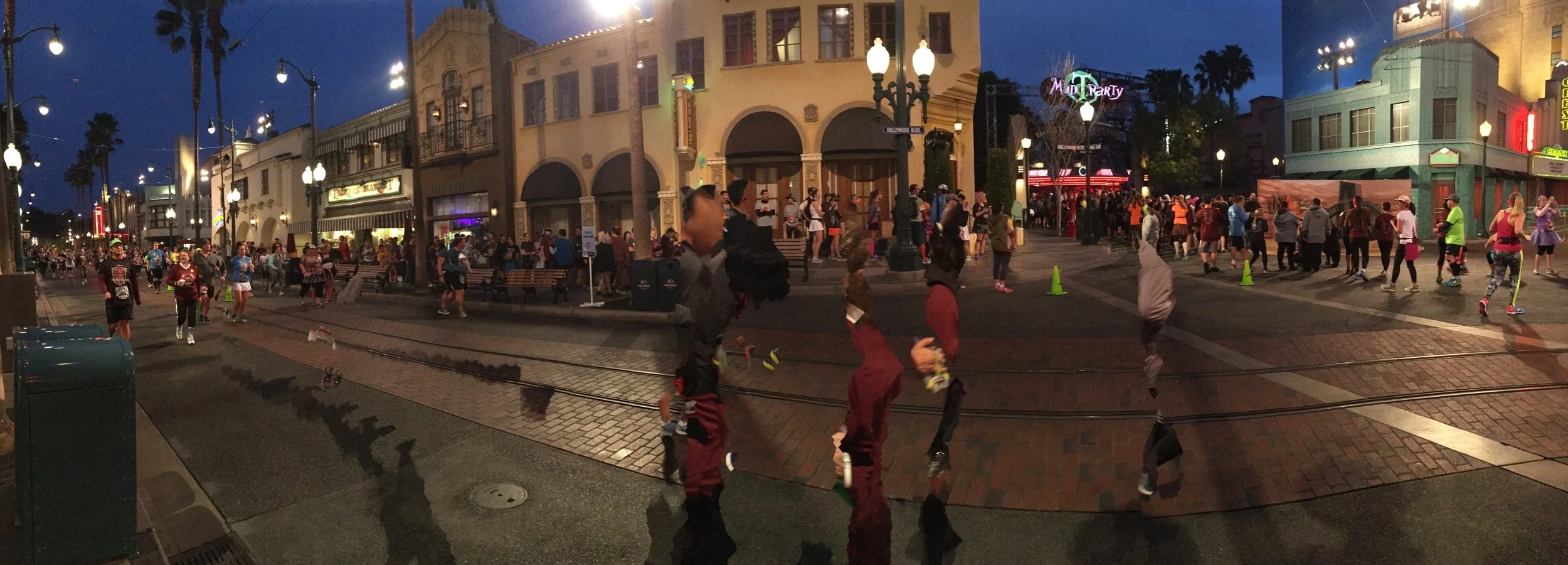 Pano shot looks funny when people are running by