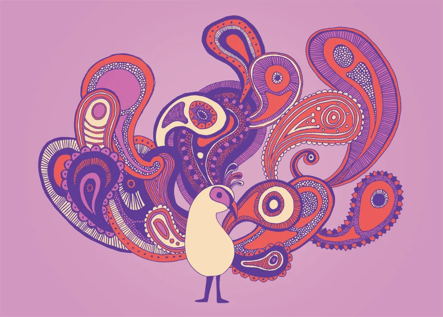 Purple Paisley Peacock