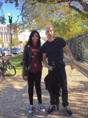 Tawheeda with journalist Anderson Cooper in 2016