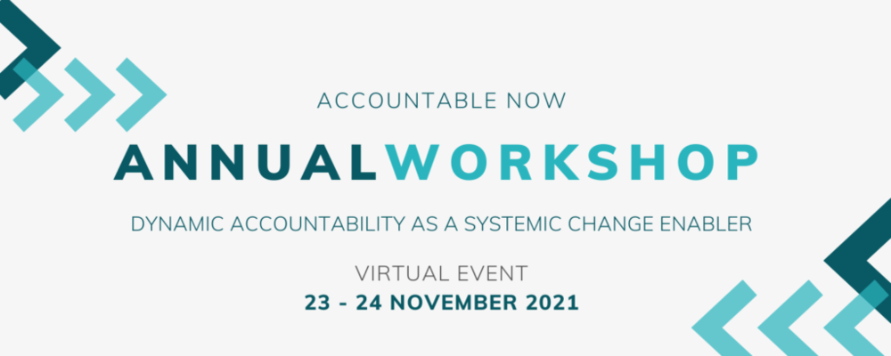Click on the image to learn more about joining Accountable Now’s Annual Workshop this November.