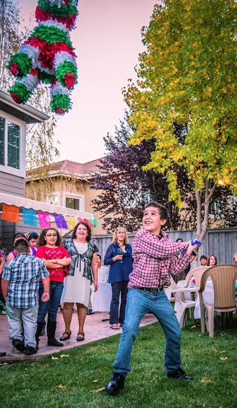Swinging for the candy.