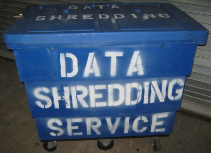 Large volume capacity shredding "Blue Bin".