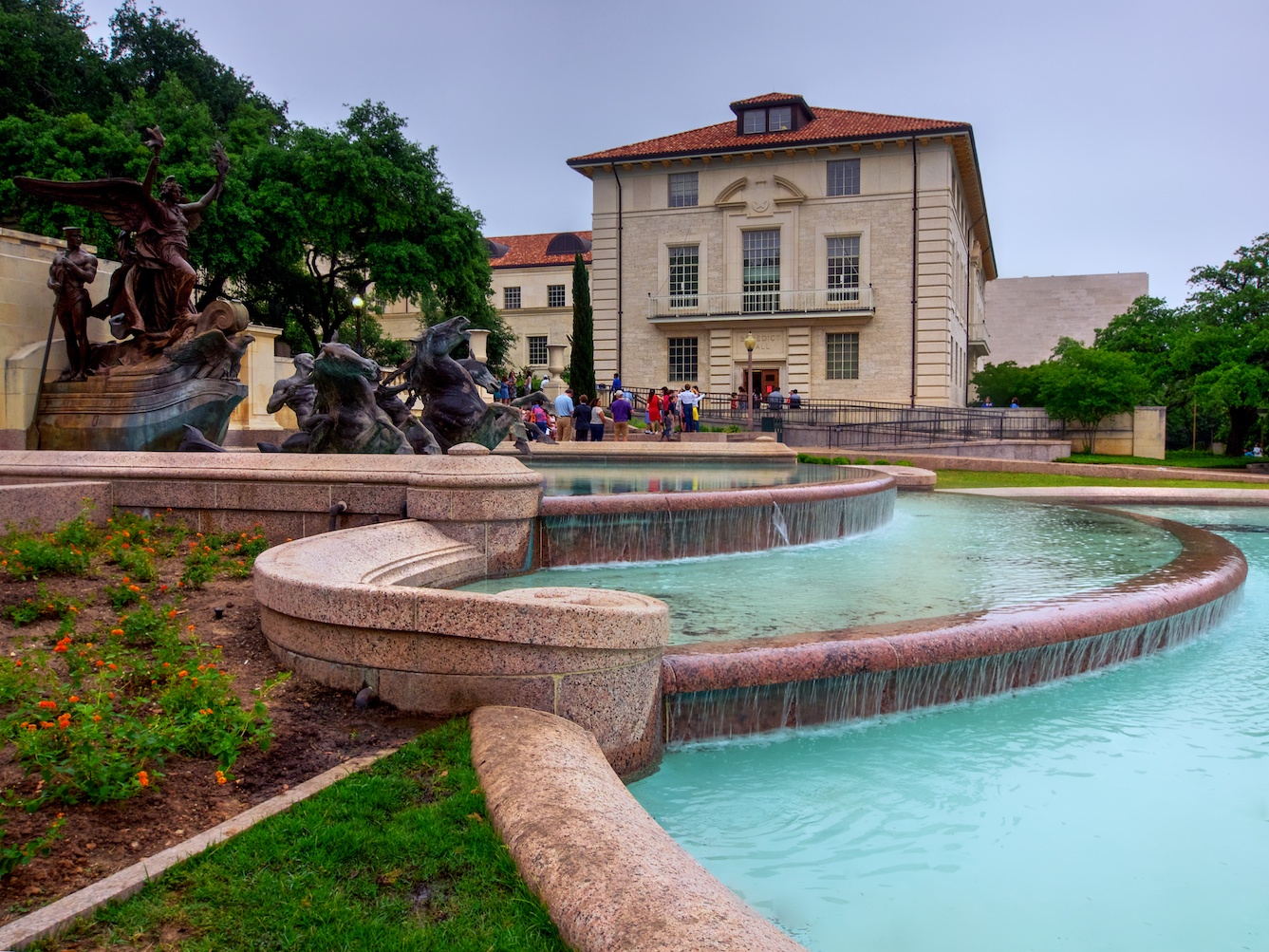 Littlefield Fountain, a well-known spot on the University of Texas at Austin campus.
