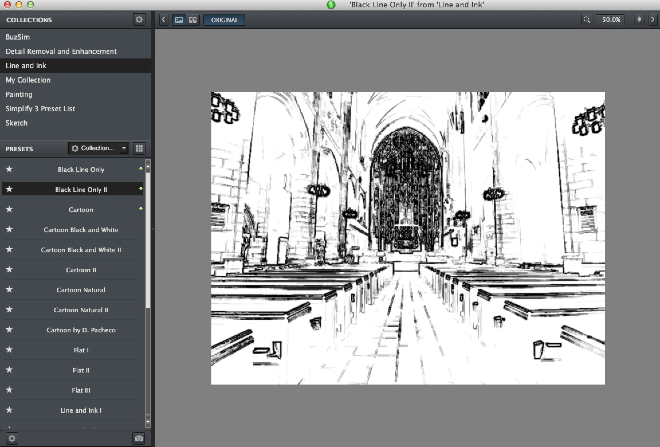 Link and Ink Preset: Black Line Only II - like a drawing.