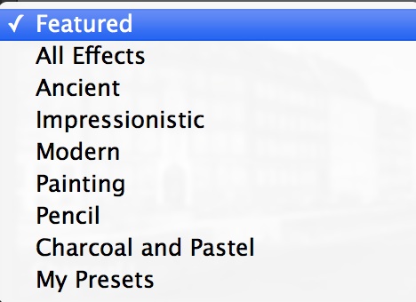 This is the drop-down for all the Effects options.