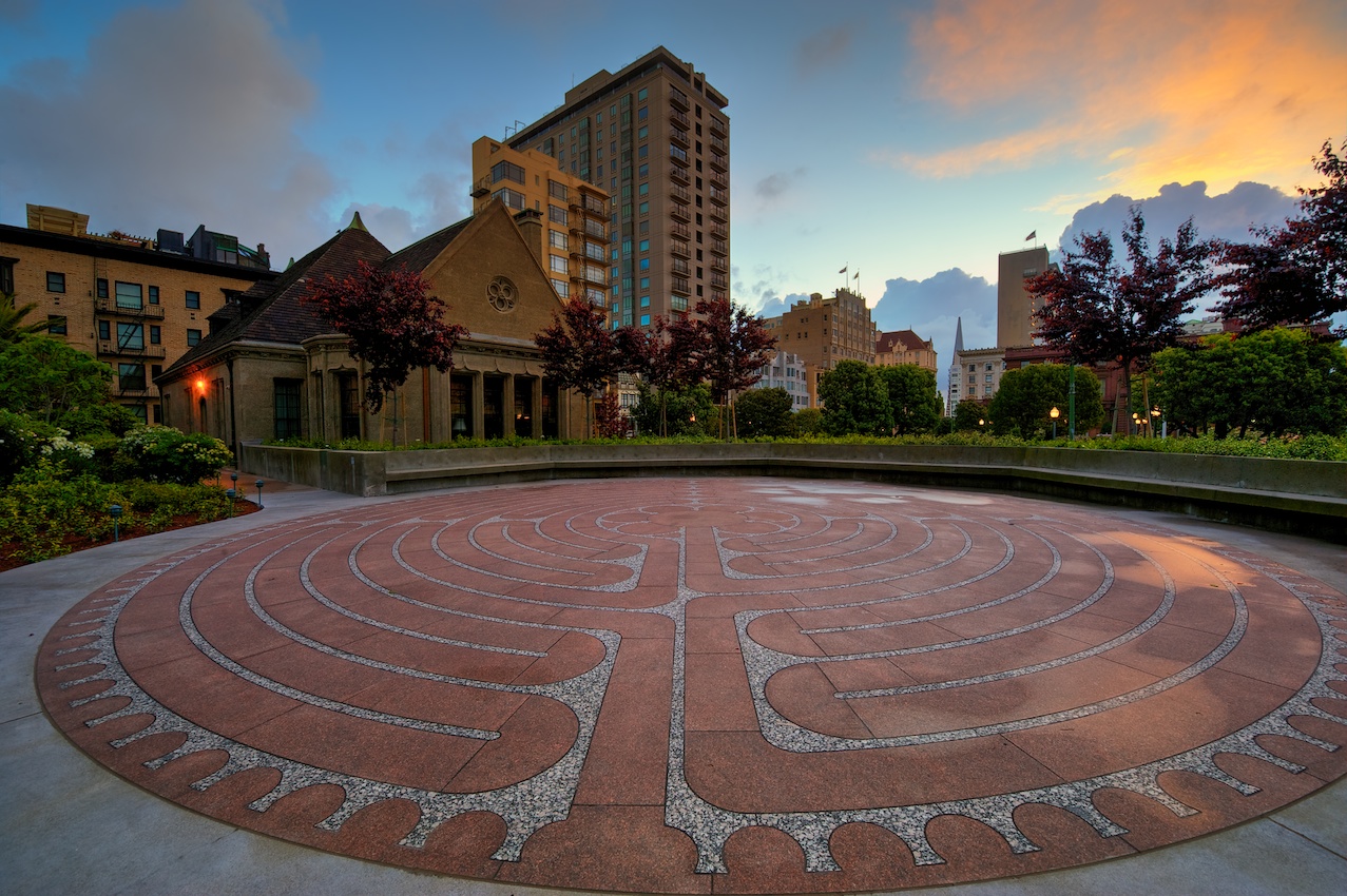 The labyrinth outside the front of the church